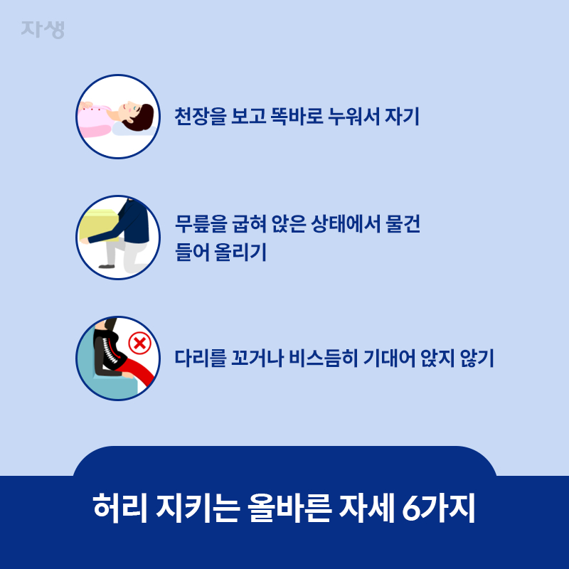 참고 이미지 :  허리 지키는 올바른 자세 6가지 | 자생한방병원·자생의료재단