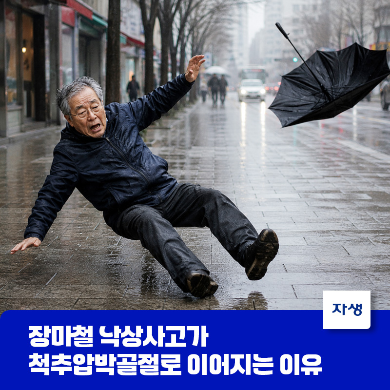 장마철 미끄러짐 사고로 인해 척추압박골절로 이어지는 이유