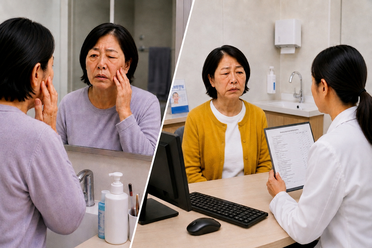 안면마비 환자가 의료진에게 감별 검사를 받고 있다 (출처 : Chat GPT) | 자생한방병원・자생의료재단