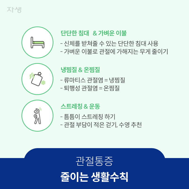 참고 이미지 : 관절통증 줄이는 생활수칙 | 자생한방병원·자생의료재단