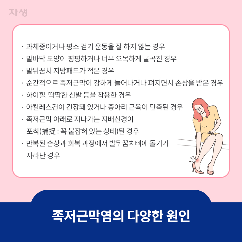 참고 이미지 : 족저근막염의 다양한 원인 | 자생한방병원·자생의료재단