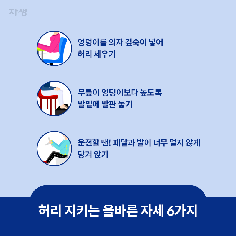 참고 이미지 : 허리 지키는 올바른 자세 6가지 | 자생한방병원·자생의료재단