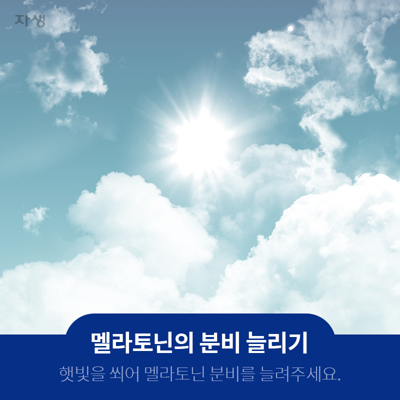 멜라토닌의 분비 늘리기 햇빛을 쐬어 멜라토닌 분비를 늘려주세요. | 자생한방병원ㆍ자생의료재단