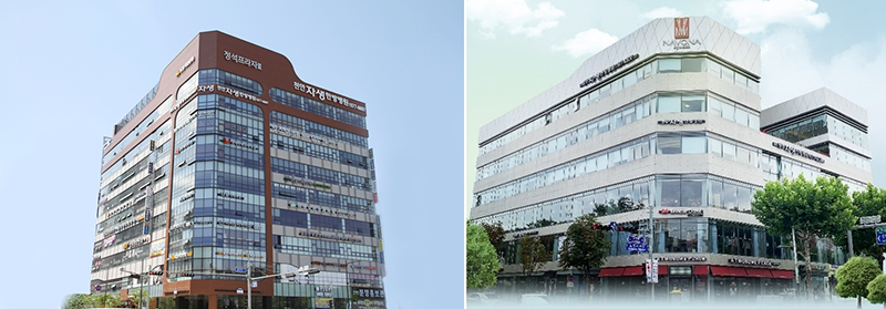 천안자생한방병원 외경(왼쪽)과 청주자생한방병원 외경 | 자생한방병원·자생의료재단