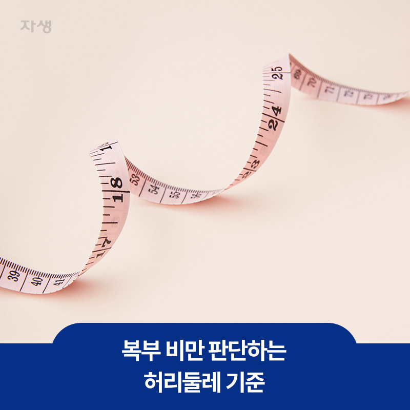 복부 비만을 판단하는 허리둘레 기준을 알려주기 위한 줄자 이미지
