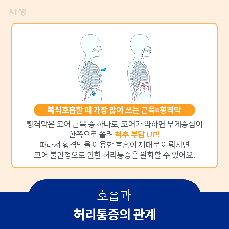 참고 이미지 : 호흡과 허리통증의 관계 | 자생한방병원·자생의료재단