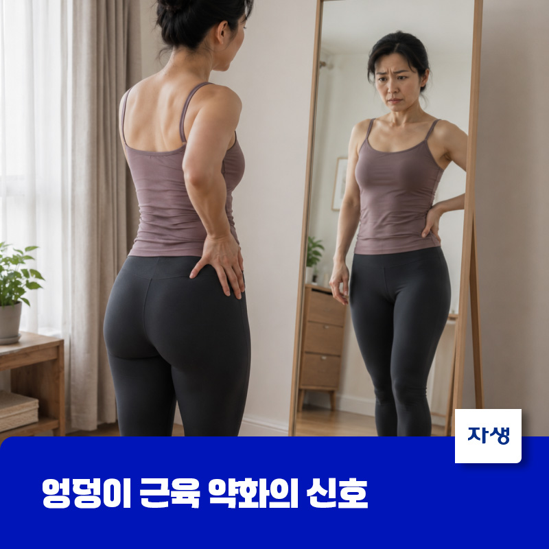 엉덩이 근육 약화 원인과 증상을 확인하는 여성 이미지